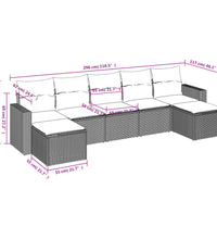 7-tlg. Garten-Sofagarnitur mit Kissen Beige Poly Rattan