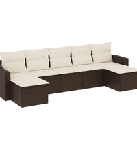 7-tlg. Garten-Sofagarnitur mit Kissen Braun Poly Rattan