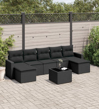 8-tlg. Garten-Sofagarnitur mit Kissen Schwarz Poly Rattan