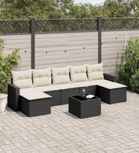8-tlg. Garten-Sofagarnitur mit Kissen Schwarz Poly Rattan