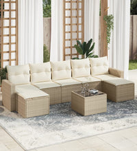 8-tlg. Garten-Sofagarnitur mit Kissen Beige Poly Rattan