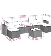 8-tlg. Garten-Sofagarnitur mit Kissen Hellgrau Poly Rattan