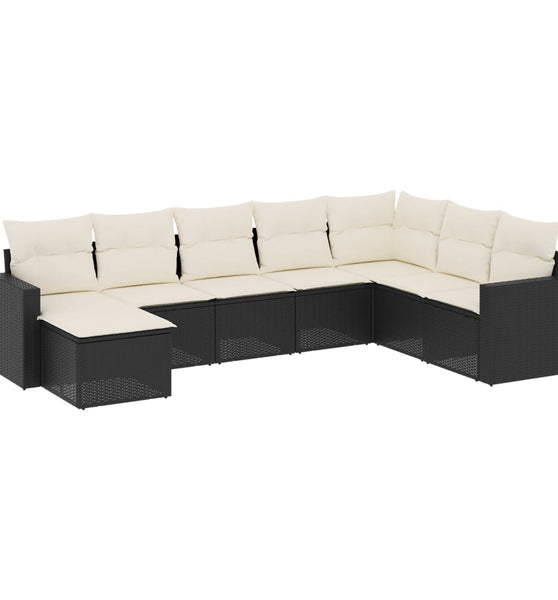 8-tlg. Garten-Sofagarnitur mit Kissen Schwarz Poly Rattan