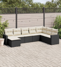 8-tlg. Garten-Sofagarnitur mit Kissen Schwarz Poly Rattan