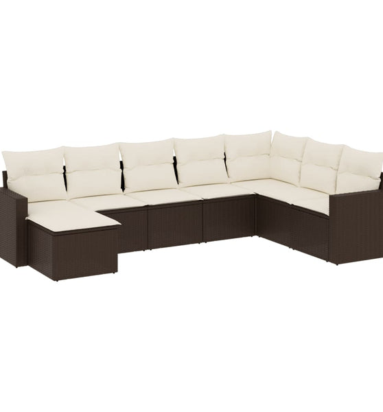 8-tlg. Garten-Sofagarnitur mit Kissen Braun Poly Rattan