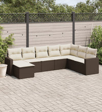 8-tlg. Garten-Sofagarnitur mit Kissen Braun Poly Rattan