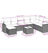 9-tlg. Garten-Sofagarnitur mit Kissen Hellgrau Poly Rattan