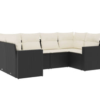 6-tlg. Garten-Sofagarnitur mit Kissen Schwarz Poly Rattan