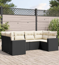 6-tlg. Garten-Sofagarnitur mit Kissen Schwarz Poly Rattan