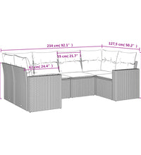 6-tlg. Garten-Sofagarnitur mit Kissen Braun Poly Rattan