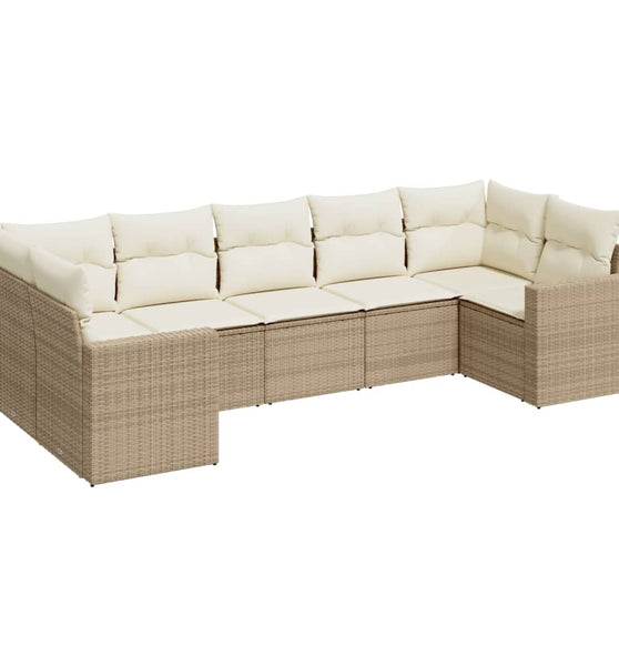 7-tlg. Garten-Sofagarnitur mit Kissen Beige Poly Rattan