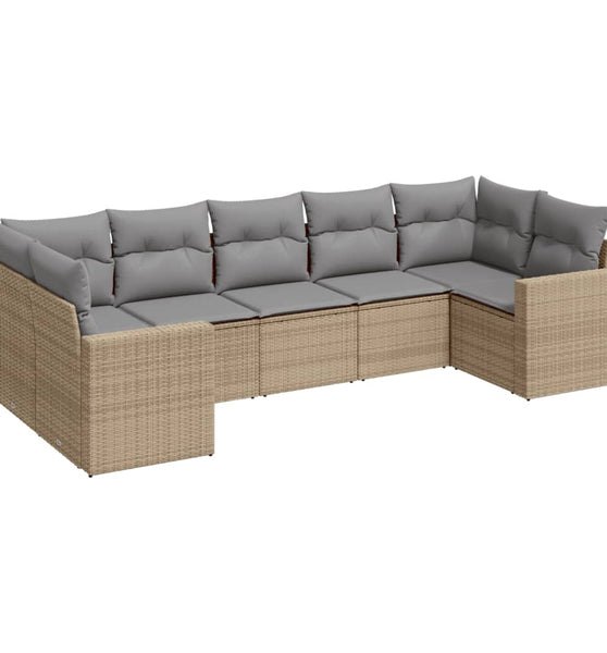 7-tlg. Garten-Sofagarnitur mit Kissen Beige Poly Rattan