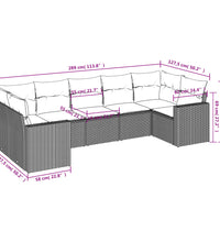 7-tlg. Garten-Sofagarnitur mit Kissen Braun Poly Rattan