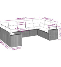 9-tlg. Garten-Sofagarnitur mit Kissen Beige Poly Rattan