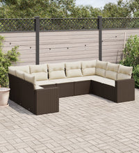 9-tlg. Garten-Sofagarnitur mit Kissen Braun Poly Rattan