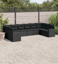 10-tlg. Garten-Sofagarnitur mit Kissen Schwarz Poly Rattan