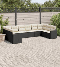 10-tlg. Garten-Sofagarnitur mit Kissen Schwarz Poly Rattan