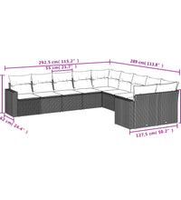 10-tlg. Garten-Sofagarnitur mit Kissen Beige Poly Rattan