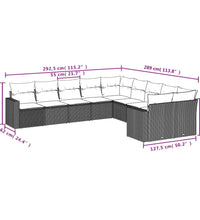 10-tlg. Garten-Sofagarnitur mit Kissen Braun Poly Rattan