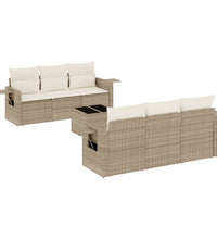 7-tlg. Garten-Sofagarnitur mit Kissen Beige Poly Rattan