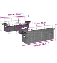 7-tlg. Garten-Sofagarnitur mit Kissen Beige Poly Rattan