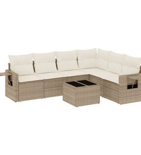 7-tlg. Garten-Sofagarnitur mit Kissen Beige Poly Rattan