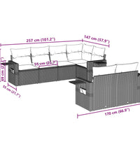7-tlg. Garten-Sofagarnitur mit Kissen Beige Poly Rattan