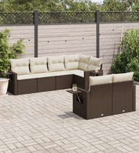 7-tlg. Garten-Sofagarnitur mit Kissen Braun Poly Rattan