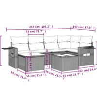 7-tlg. Garten-Sofagarnitur mit Kissen Beige Poly Rattan