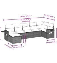 7-tlg. Garten-Sofagarnitur mit Kissen Braun Poly Rattan