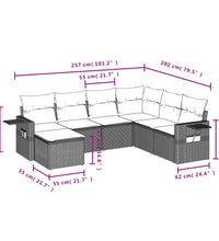 7-tlg. Garten-Sofagarnitur mit Kissen Beige Poly Rattan