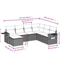 7-tlg. Garten-Sofagarnitur mit Kissen Braun Poly Rattan
