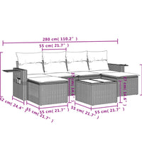 7-tlg. Garten-Sofagarnitur mit Kissen Beige Poly Rattan