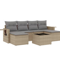 7-tlg. Garten-Sofagarnitur mit Kissen Beige Poly Rattan