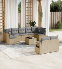 10-tlg. Garten-Sofagarnitur mit Kissen Beige Poly Rattan