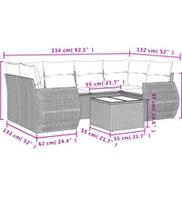 7-tlg. Garten-Sofagarnitur mit Kissen Beige Poly Rattan
