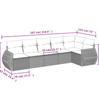 6-tlg. Garten-Sofagarnitur mit Kissen Braun Poly Rattan