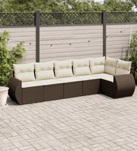 6-tlg. Garten-Sofagarnitur mit Kissen Braun Poly Rattan