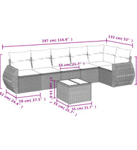 7-tlg. Garten-Sofagarnitur mit Kissen Beige Poly Rattan