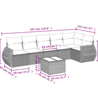 7-tlg. Garten-Sofagarnitur mit Kissen Beige Poly Rattan