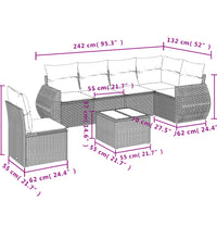 7-tlg. Garten-Sofagarnitur mit Kissen Beige Poly Rattan