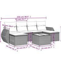 7-tlg. Garten-Sofagarnitur mit Kissen Beige Poly Rattan