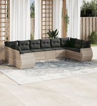 10-tlg. Garten-Sofagarnitur mit Kissen Hellgrau Poly Rattan