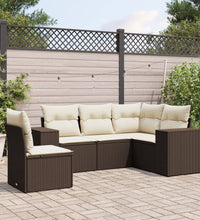 5-tlg. Garten-Sofagarnitur mit Kissen Braun Poly Rattan