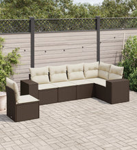 6-tlg. Garten-Sofagarnitur mit Kissen Braun Poly Rattan