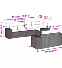 7-tlg. Garten-Sofagarnitur mit Kissen Beige Poly Rattan