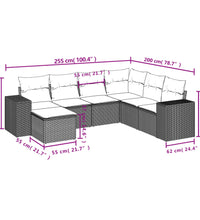 7-tlg. Garten-Sofagarnitur mit Kissen Beige Poly Rattan
