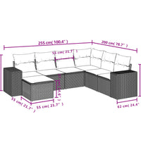 7-tlg. Garten-Sofagarnitur mit Kissen Beige Poly Rattan
