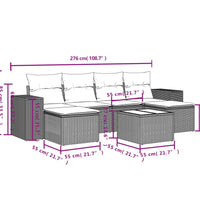 7-tlg. Garten-Sofagarnitur mit Kissen Beige Poly Rattan
