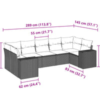 7-tlg. Garten-Sofagarnitur mit Kissen Schwarz Poly Rattan